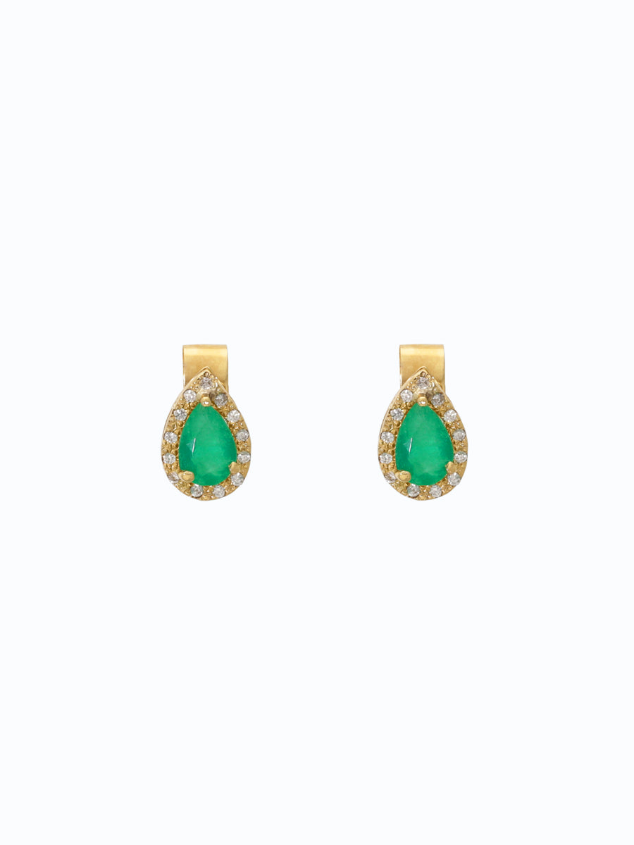 Aretes de oro 18k con esmeralda y diamantes