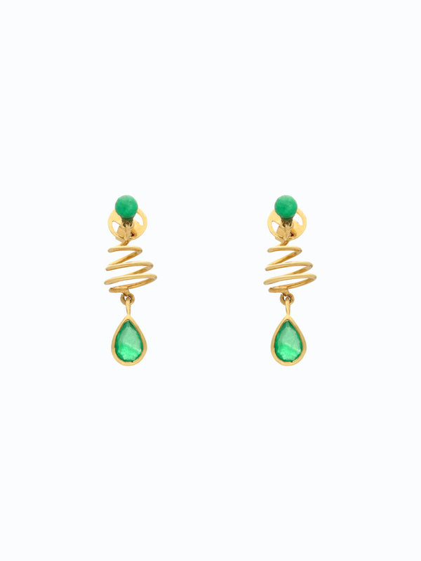 Aretes de oro 18k con esmeralda