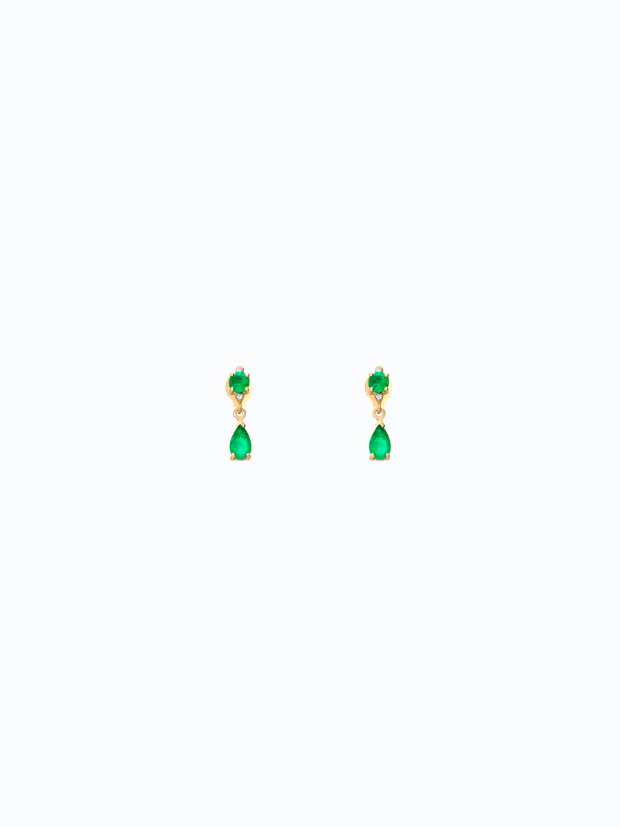 Aretes de oro 18k con esmeralda y diamantes