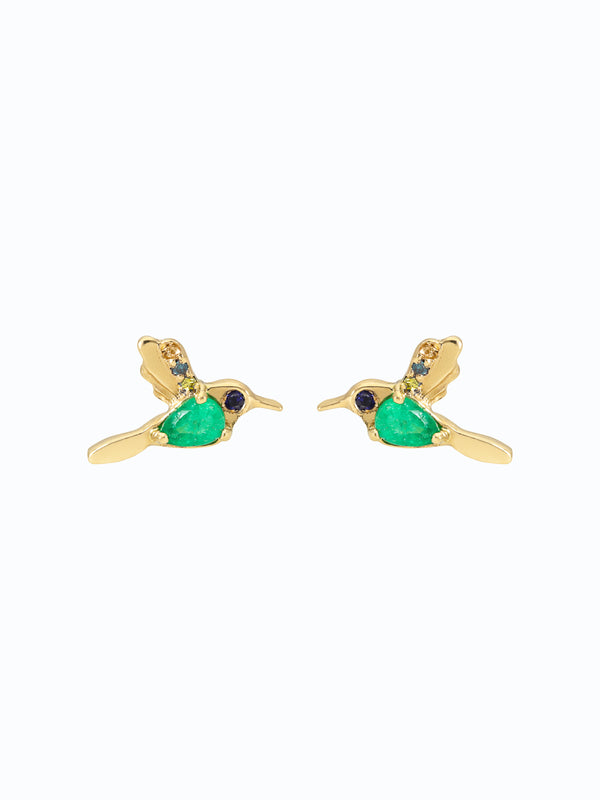 Aretes de oro 18k fora colibrí