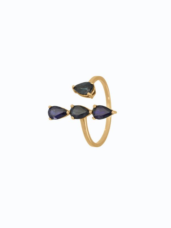 Anillo de oro 18k con zafiros