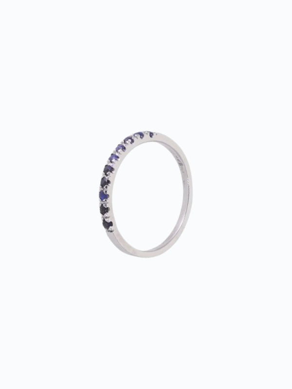 Argolla de matrimonio de oro blanco de 18k con zafiro