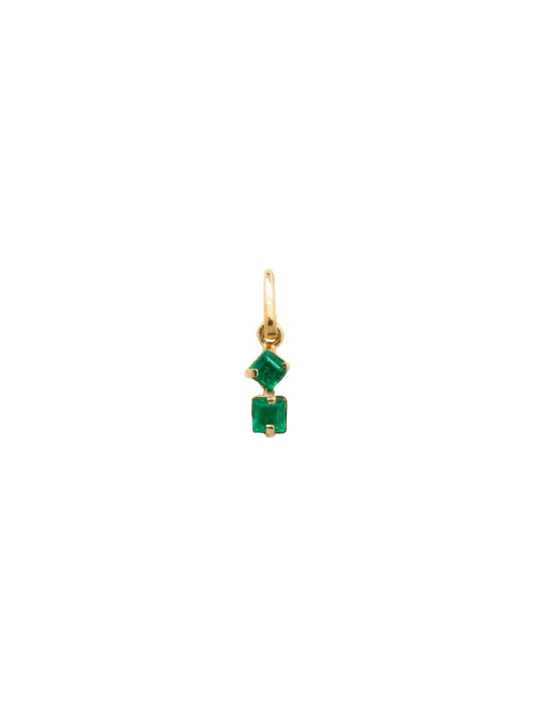 Dije de oro 18k con esmeraldas cuadradas.