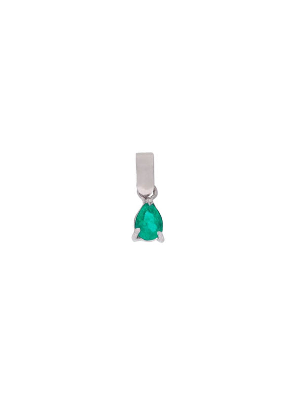 Dije de oro blanco de 18k con esmeralda corte gota 0.3ct