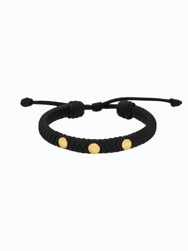 Pulsera de cuero con oro 18k