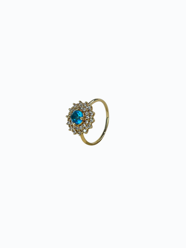Anillo de oro 18k diseño flor de circón