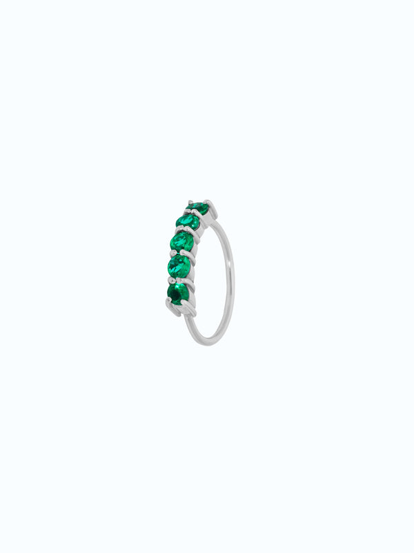 Anillo de oro blanco 18k con esmeraldas colombianas