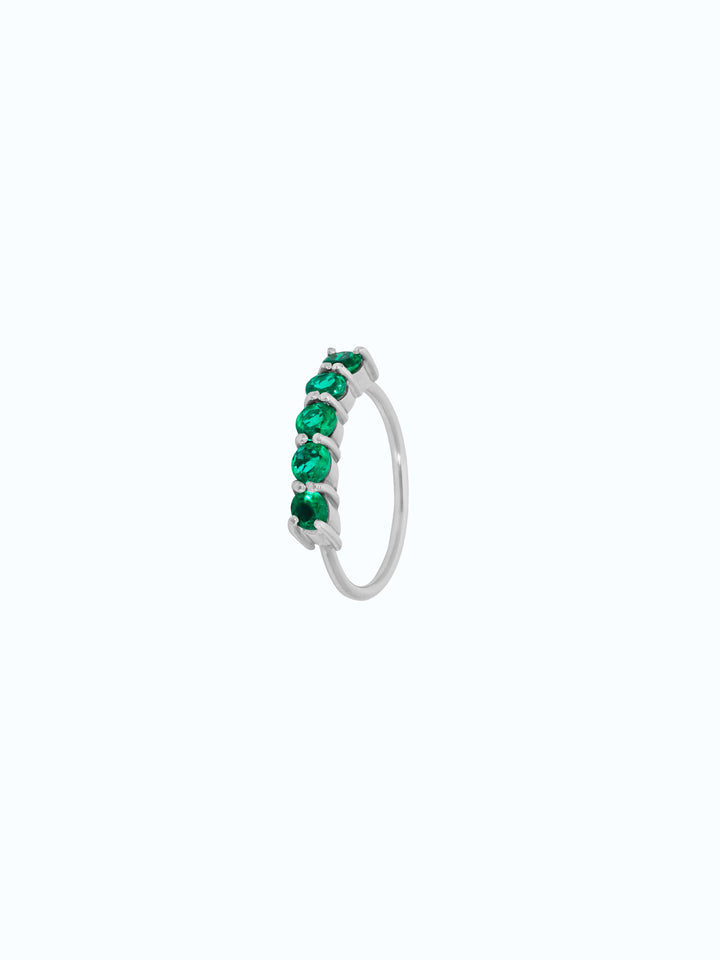 Anillo de oro blanco 18k con esmeraldas colombianas
