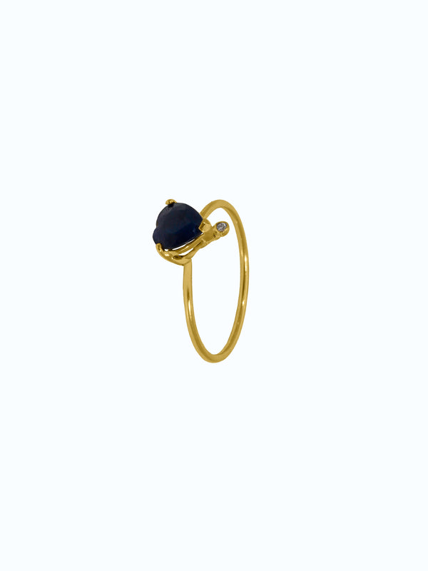 Anillo de oro 18k con zafiro y diamante