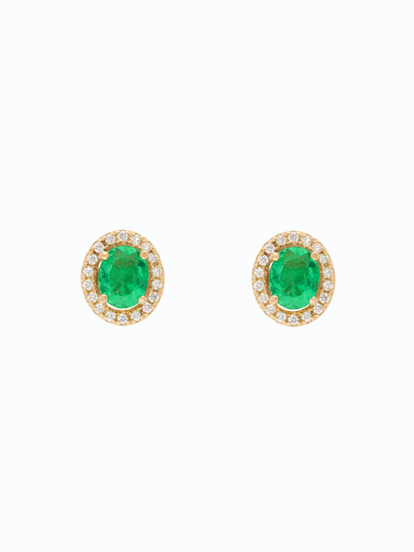 Aretes de oro 18k con esmeralda y diamantes