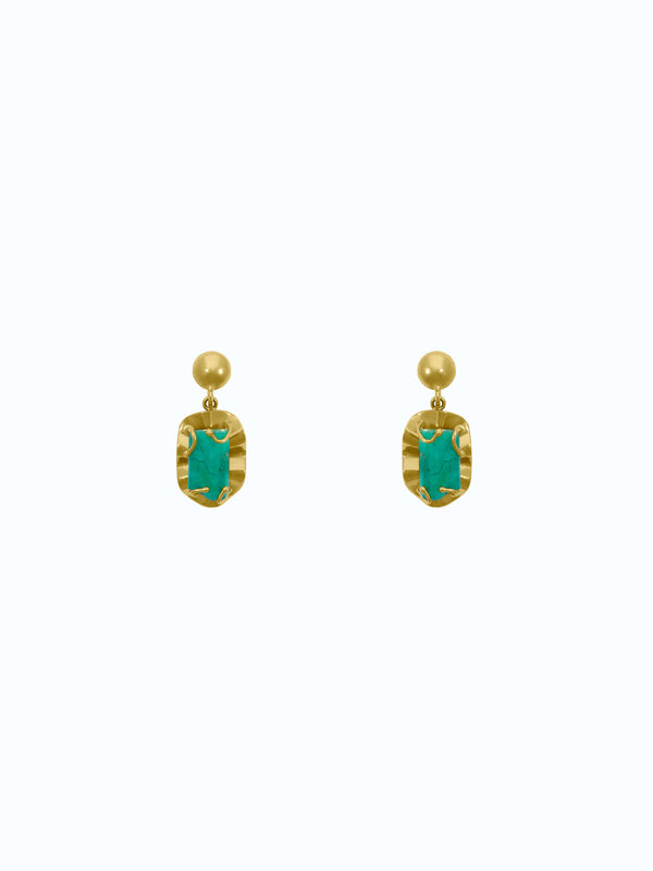 Aretes de oro con esmeraldas muralla