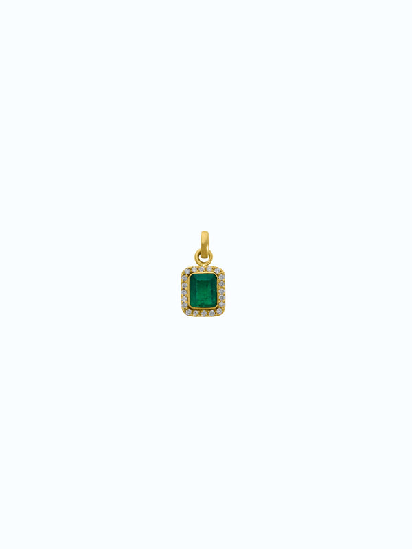 Dije de oro 18k con esmeralda y diamantes