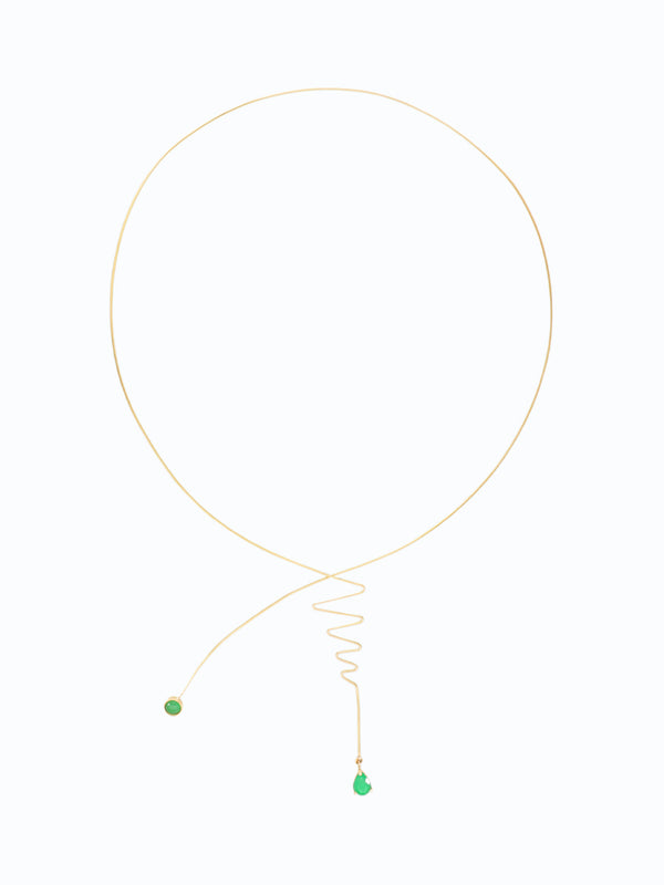 Gargantilla de oro 18k zig zag de esmeraldas