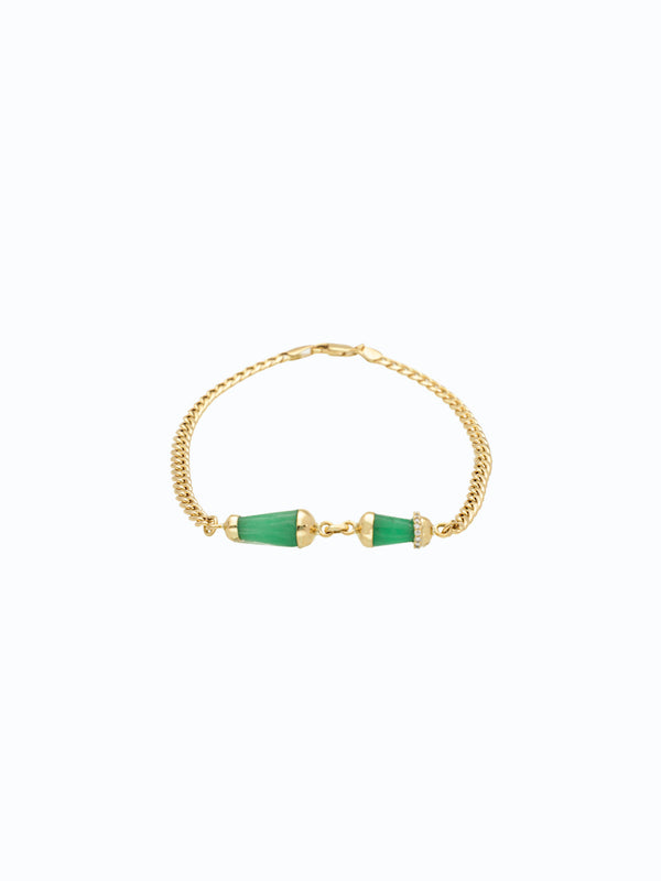 Pulsera de oro 18k con esmeralda forma pera con diamantes
