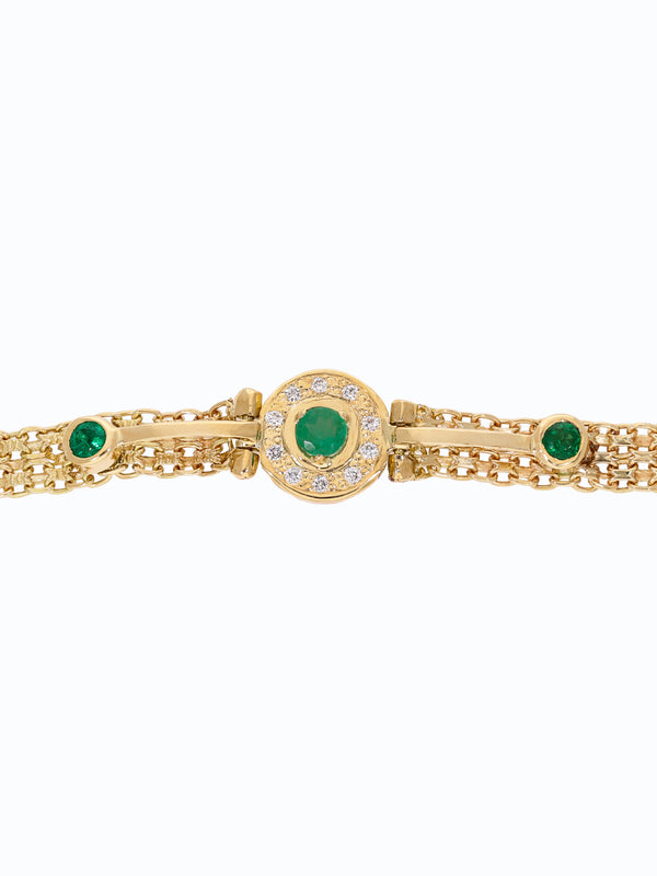 Pulsera de oro 18k con esmeralda y diamantes